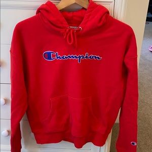 champion vintage red graphic hoodie